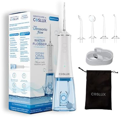 Water Dental Flosser for Teeth Cordless– 300ml, 4 Modes, 4 Nozzles, 60-Day Battery, IPX7 Waterproof, Rechargeable, 2-Year Warranty, Oral irrigator for Travel & Home
