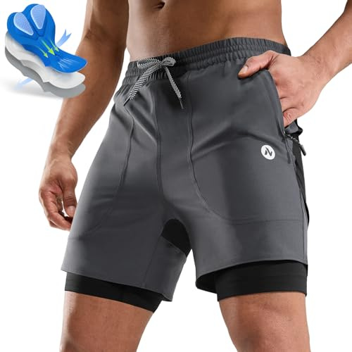Nepest Men's Mountain Bike Shorts Padded Cycling Short Dark Grey/Black, M