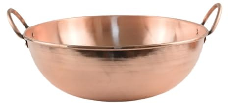 Ollas de cobre con asas dobles, sartén antiadherente de cobre hecha a mano for todos los días, utensilios de cocina de cobre de primera calidad compatibles con inducción, wok multiusos for el hogar/ca