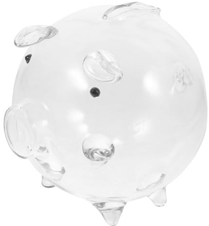 FUNNETOYU Salvadanaio Trasparente Forma Maiale Contenitore in Vetro Per Monete Decorativo Per Ragazzo e Risparmio Educativo