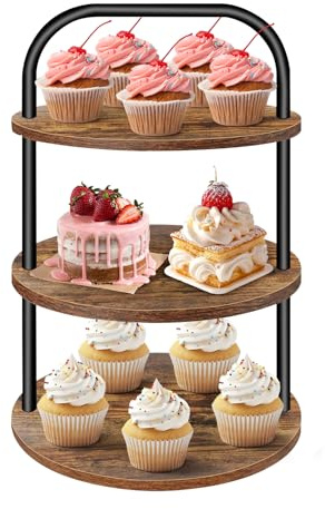Yeqqzq 3 Tier Cupcake Stand for 50 Cupcakes, Wooden Cupcake Stand Large Cupcake Stand Dessert Table Display Set Cupcake Tower Serving Trays for Party Supplies Vendor Display Farmhouse Decor