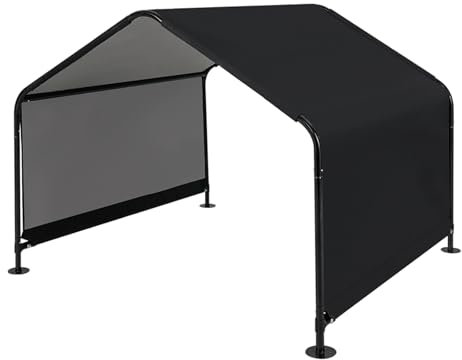 GOPLUS Hundehütte Outdoor, Schutzzelt für Hunde, Haustierzelt für kleine bis große Tiere, wasserabweisendes Hundezelt mit stabilem Metallrahmen & Heringen, 129 x 123,5 x 99 cm, Schwarz