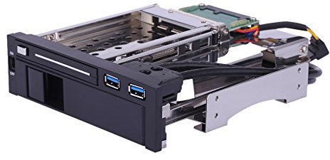 Dual Bay III Hard Drive HDD & SSD Interno Mobile Rack Enclosure Caddy con Porta USB 3.0 Hot Swap Plug and Play Power per 5.25 Drive Bay