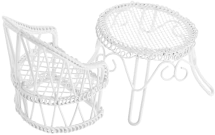 Parliky Set de Mobilier Miniature de Jardin avec Table et Chaises pour Maison de Poupée Décoration de Bureau Accessoire Polyvalent pour Cuisine et Ornements