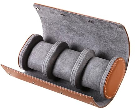 Estuche enrollable de cuero portátil for reloj, 2 unidades, organizador de almacenamiento personalizado, soporte for reloj de viaje, caja sorpresa a prueba de golpes Para Cumpleaños(Coffee 3 watchess)