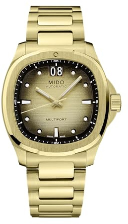 MIDO Multifort TV Big Date – schweizisk automatisk klocka för män – rostfritt stål, 40 mm hölje, Guld, Modern