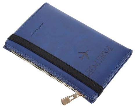 SOIMISS Pu Passport Holder and Rfid Blocking Card Holder Short Wallet for Travel, Protective Passport Cover in Royal Blue, Travel Document Organizer with Anti-loss Function