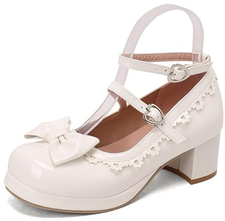 Donna Scarpe Tradizionali Scarpe Donna con Tacco Colore Blocco Fiocco Cinturino Quadrato Stivaletti Oxford Cerimonia