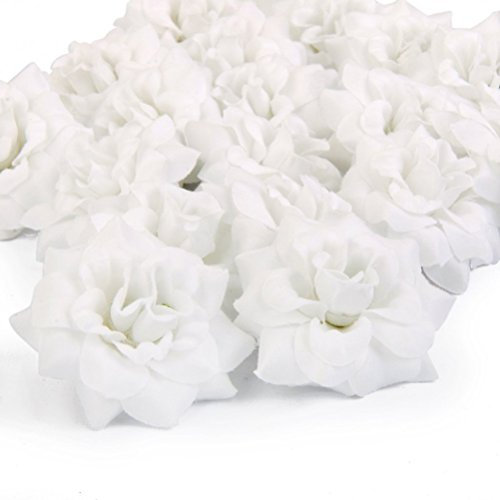 Fenical Kunstblumen Künstliche Rosen Weiß Rose Köpfe Hochzeit Dekoration Kunstrose 50 Stück
