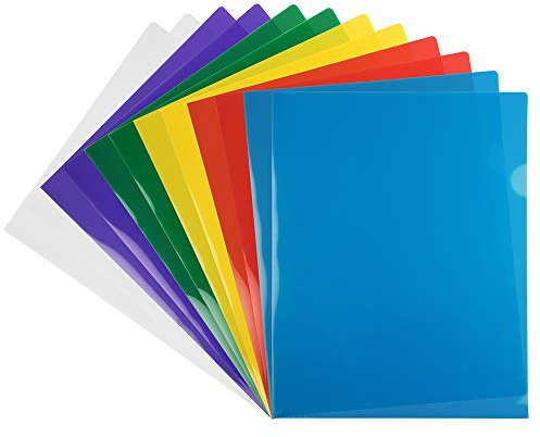 JAM PAPER Plastic Sleeves - Letter Size - 9 x 11 1/2 - Assorted Color Project Pockets - 12 Page Protectors/Pack