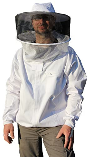 Qualitäts Imkerjacke | atmungsaktive Baumwolle, kräftig & leicht | weit und bequem |Größe XXL | Imkerhaube abnehmbar