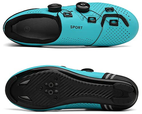 GZQIAWY Rennradschuhe Herren Radfahren Sneaker MTB Clits Route Cleat Dirt Bike Speed Flat Sneaker Racing Damen SPD Pedal Mountainbiken Blauer See 42