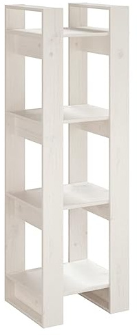 vidaXL Estantería/Divisor de Espacios Armario Estante de Libros Librería Achivador Separador Partición Mueble Madera Pino Blanco 41x35x125 cm