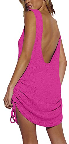 YOUKD Tunique en Tricot Creux pour Femmes Hauts en Crochet Transparents Couverture de Plage Poncho Robe de Plage d'été