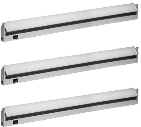 Oktaplex 3x Unterbauleuchte Küche LED Lichtleiste 1200lm Alu 15W 230 V neutralweiß 4000K 90cm Schwenkbare Unterschrankleuchte Rota mit Schalter