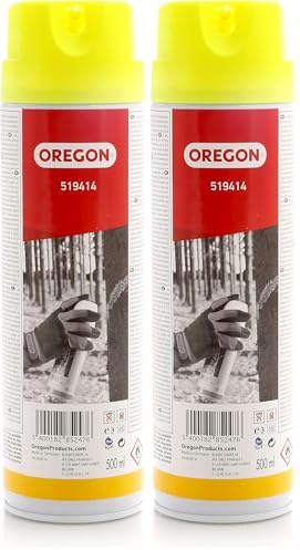 Oregon Yellow Fluorescent Forestry Marking Spray, 500ml Can Temporary Marker Paint Lasts Up To 2 Years, Rapid Drying (519414) (Pack of 2)