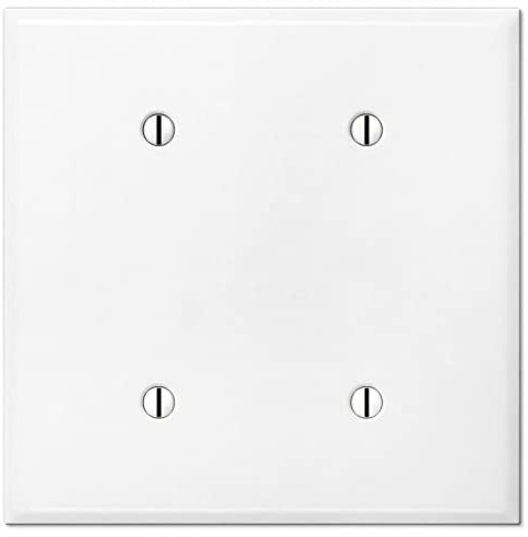 2 Gang METAL Blank Cover Plate, White - UL Listed, 4.5 x 4.5 Inches (Made in USA)