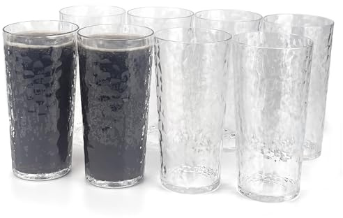 Yalin Bicchieri in acrilico da 24 once in plastica, bicchieri da bere riutilizzabili, impilabili, senza BPA, infrangibili, lavabili in lavastoviglie, set di 8 (trasparente)