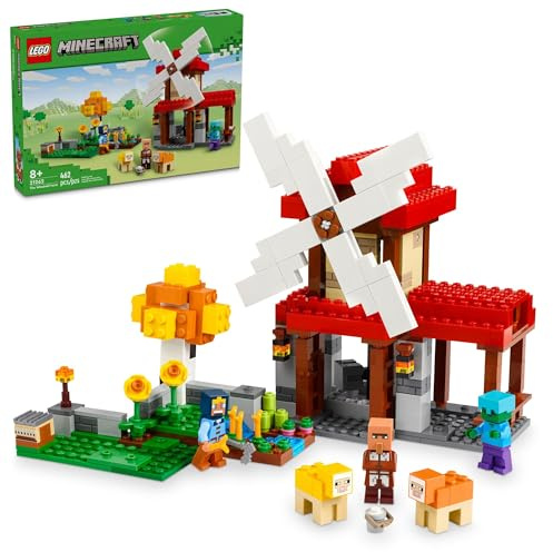 LEGO Minecraft The Windmill Farm Building Toys - Minecraft Toys for Kids, Boys & Girls, Ages 8+ - 3 Minifigures Included - Birthday Gift for Fans of Videogame - 21262