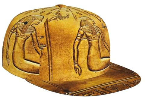Casquette de baseball imprimée à bord plat unisexe casquette snapback tendance casquette de camionneur réglable chapeau à bord plat chapeau pop rock (licornes sur rayures colorées), Egypte