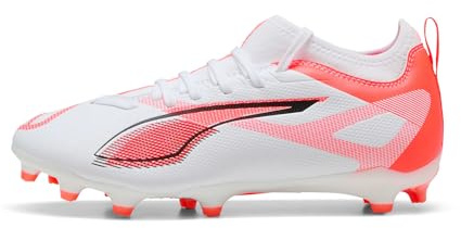 Puma Unisex Kinder Ultra 5 Match Fg/Ag Jr Fussballschuh, Puma White Puma Black Glowing Red, 37.5 EU