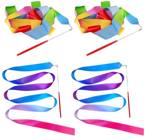 4 Gymnastikbänder, Damentanzbänder, Bänder Mit Stöcken, Sportgeräte, Gymnastikbänder