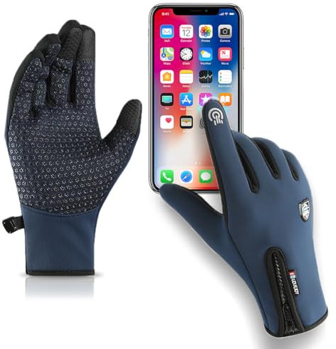 2XK-NOV 1 Paar Wind- und Wasserabweisend fahrradhandschuhe Winter,laufhandschuhe Herren Damen,Thermo Handschuhe Touchscreen,für Radfahren,Sport,Outdoor (Blau, XL)
