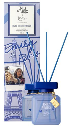 ipuro Essentials x Emily in Paris Icône de Mode - Deodorante per ambienti con violetta, note fruttate, legno di sandalo e vaniglia, diffusore con bastoncini - lusso parigino per ogni stanza