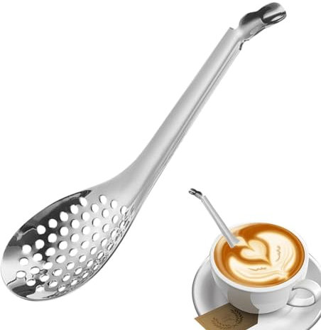 Cucchiaio per caviale – Cucchiaio da portata decorativo, prodotto da cucina, filtro gourmet – Cucchiaio da cucina, cucchiaio oro o argento Colander, utensili da cucina per caviale, salse, stufati,
