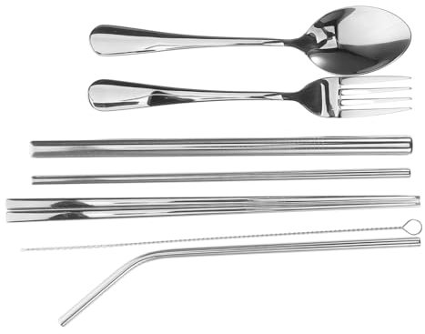 YARNOW 1 Set Stoviglie portatili da esterno portachiavi di auto kit genitore-figlio fascia estiva utensili da cucina da campeggio equipaggiamento da campeggio Acciaio inossidabile Silver