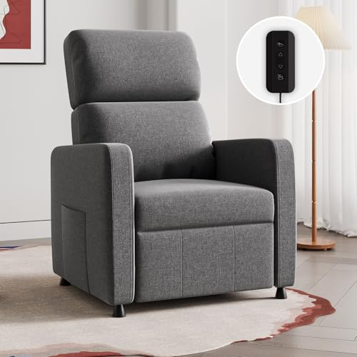 JUMMICO Electric Recliner Armchair Adjustable Reclining Chair Single Padded Seat Fabric Lounge Chair for Living Room Bedroom Theater Grey