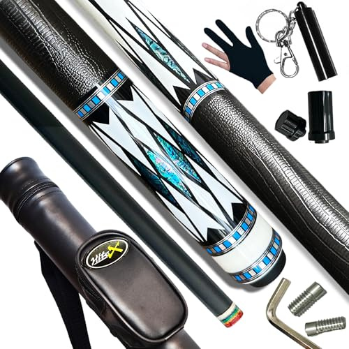 Tai ba cues Carbon Fiber Pool cue Stick with Case, Multi-Weight System, 12.5 mm Multilayer Leather Tip with 3/8 * 8 Pin Joint, 58 Hardwood Canadian Maple Professional Billiard Cue Stick