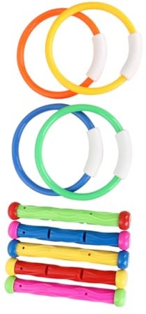 LALADEFIEE Anneaux de Plongée pour Piscine Jouets de Plongée Ludiques Anneaux et Bâtons Coulants Colorés pour Garçon Fille et Apprentissage Natation Couleur Aléatoire Couleur Aléatoire