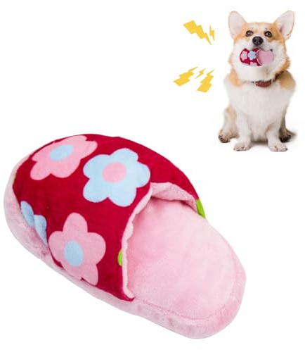 FuninCrea Giocattolo di peluche per cani, carino giocattolo pantofole di peluche, giocattolo interattivo per cani di taglia media e cuccioli, peluche durevole, giocattolo da masticare per la riduzione
