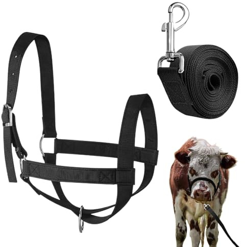 Moreeulsi Cattle Halter | Foal Halter with Leading Rope - Heavy-Duty Adjustable Nylon, Livestock Training Equipment for Handling Showing Animals Small Breeds Goat Lamb Sheep Foal