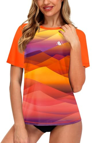Arankhiger Damen Wasser Badeshirt UV Schwimmshirt Women Rashguard Schnelltrocknend Schwimmshirt Schwimmen Top Berg