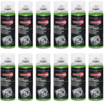 12 Bombolette Pulitore Corpi Farfallati, Capacità 400 ml, Spray pulizia impianto aspirazione, elimina depositi e impurità e riduce emissioni gas di scarico, Prodotto Made in Italy -469F -4,7