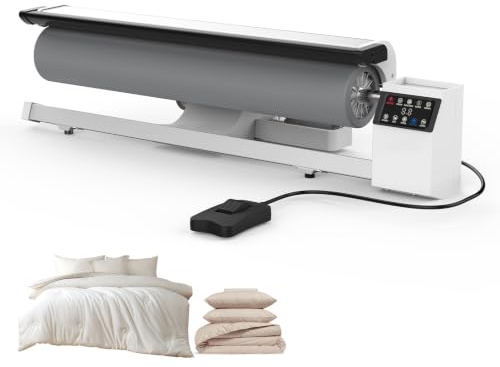 Roterande Vals Ångpressjärn, 2950W Hotell Linne Strykmaskin | Pekskärm och Fotkontroll, 90cm Rullängd & 2L Tankkapacitet, Automatisk Ånga, för Kommersiell Hotellverksamhet(white)