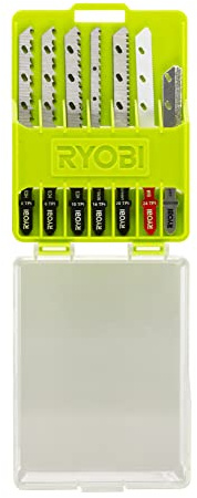 Coffret de 10 lames pour scie sauteuse RYOBI One+ bois - métal plastique granite carrelage RAK10JSBMP
