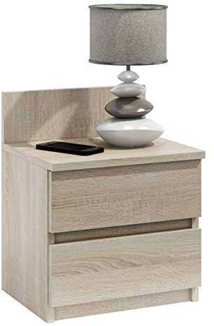 Bingo-Shop Nachtkommode Nachtkonsole helles Braun 33 x 42 x 32cm Nachtschrank mit 2 Schubladen Nachttisch Schlafzimmer V86 (Sonoma Eiche)