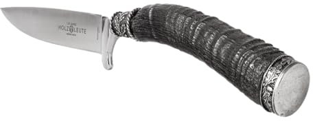 Holz-Leute Trachtenmesser, Jagdnicker, Hirschfänger für die Lederhose aus Gamshorn mit versilberter Kappe