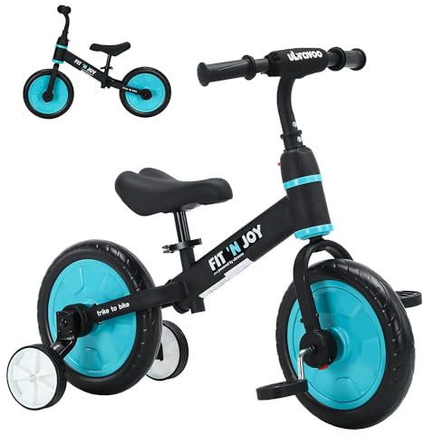 UBRAVOO Fit 'n Joy Kinderfahrrad Fahrräder, 4-in-1 Laufrad für Kinder mit Pedalen und Stützrädern, Trike-to-Bike Kinderrad für Jungen und Mädchen von 2 bis 5 Jahren (Blau)