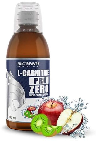 L-CARNITINE LIQUIDE PRO ZERO - L Carnitine Vegan Enrichi au Thé Vert - BRULE GRAISSE sans sucre pour Sportifs - Boisson Minceur Drainante L-Carnitine - Laboratoire Français Eric Favre - Pomme Kiwi