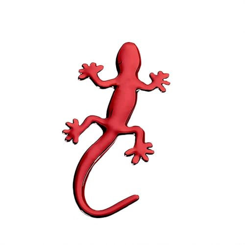 Autoaufkleber 3D Gecko Eidechse Echse Salamander Emblem Stickers Auto Aufkleber wetterfest glänzend (Rot)