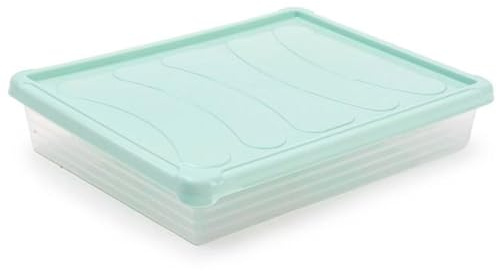 Acan - Confezione da 3 vassoi friorifici di stoccaggio con coperchio, in plastica, riutilizzabili, servire cibo, snack, prodotto in Spagna - 4 litri - 34 x 27 x 6,5 cm - Colore pastello casuale