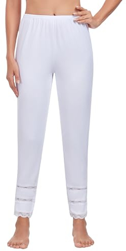 MANCYFIT Long Pettipants for Women Bottoms Culotte Bloomers Lace Snip-it Pantaloons 3X-Large White