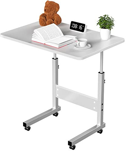 Utlenianie Beistelltisch Laptop Höhenverstellbar 80x40x69-89cm, Computertisch Beistelltisch mit Rollen, Mobiler Stehtisch Laptop Tisch, PC Tisch Sofatisch Pflegetisch Beistelltisch (weiß)