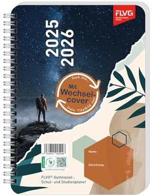 FLVG Schülerkalender 2025/2026, A5 Schulplaner, Hausaufgabenheft für Schule & Gymnasium mit Wechselcover