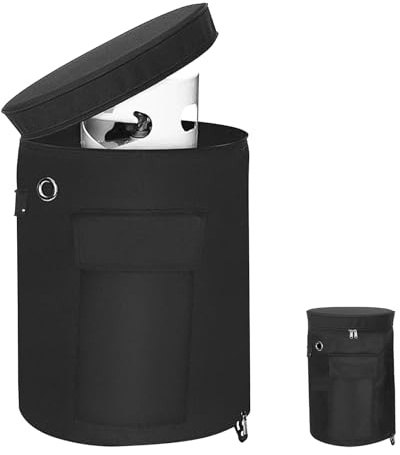 Copertura per bombola del gas, in tessuto Oxford 600D, con chiusura lampo e tasca laterale, impermeabile, per bombole di gas, barbecue, campeggio, colore nero, 33 x 66 cm