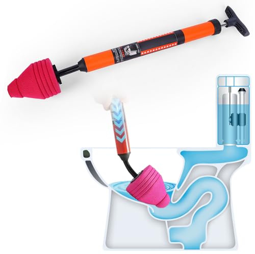 Toilet Plunger, 2025 Upgrade Drain Unblocker, Plunger Toilet Unblocker Heavy Duty, Sewer Dredge Cleaning Tool Sink Unblocker, Toilet Plungers for Unblocking Bathtub, Shower, Drain & Pipe Clog (1PCS)